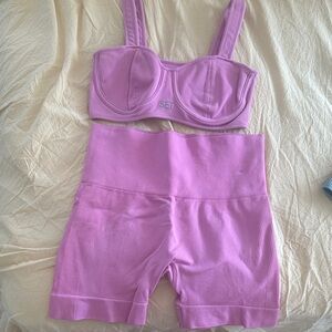 SET Active Lavender Ribbed Sports Bra and Shorts